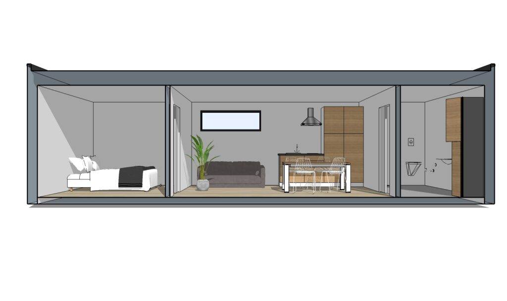 Plan de face d'un studio de jardin 40m2