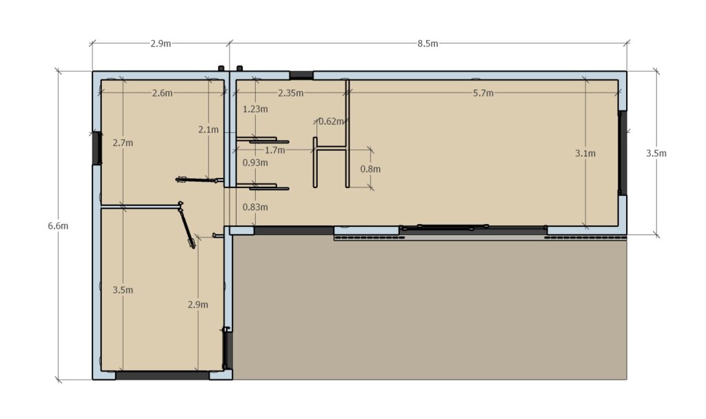 studio de jardin 50m2 vue dessus plan