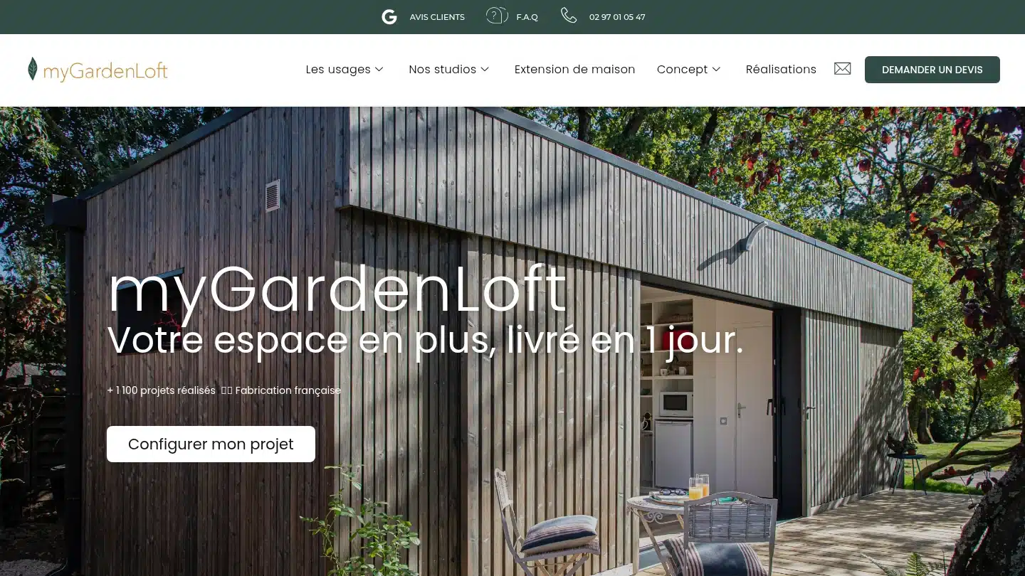 Capture de la page d’accueil de myGardenLoft