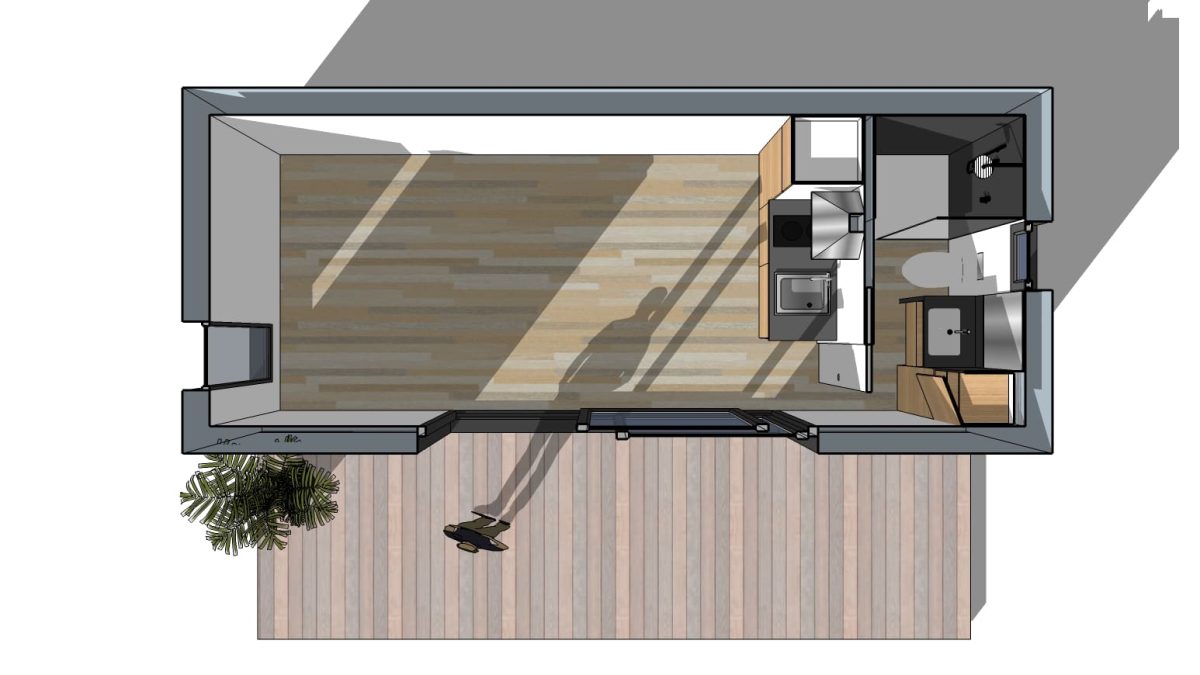 plan studio de jardin 20m2 vue dessus